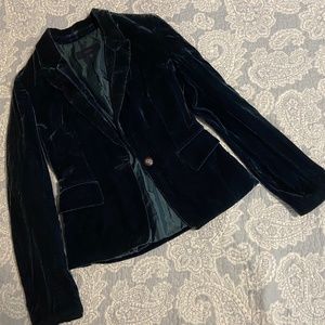 ZOOC Dark Blue Velvet Silk Blazer